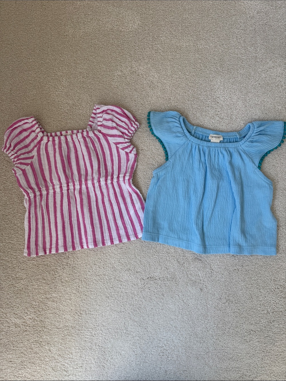 Crewcuts Pink & Light Blue Cap Sleeve Tops